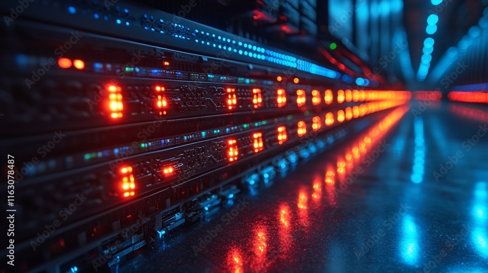 Illuminated Server Racks In A Modern Data Center Illuminated Server Racks In A Modern Data Center