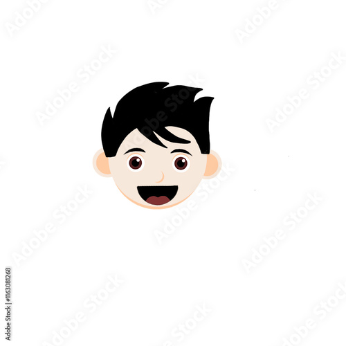 Cute Cartoon Boy Character Head Illustration