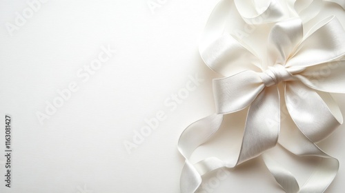 Elegant White Ribbon Bow on Smooth Background