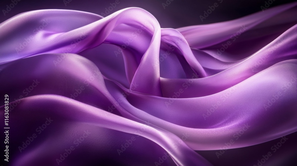 Fototapeta premium Draped Purple Silk Fabric Showing Soft Curves and Light Reflections