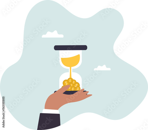 Time is money, long term investment to gain profit earning, interest rate return from savings, salary growth or wage increase.business concept.flat character.