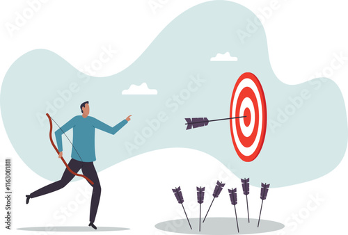 Practice develop success, effort to improve and achieve target, mistake, failure and discipline to keep practice and reach goal.business concept.flat character.