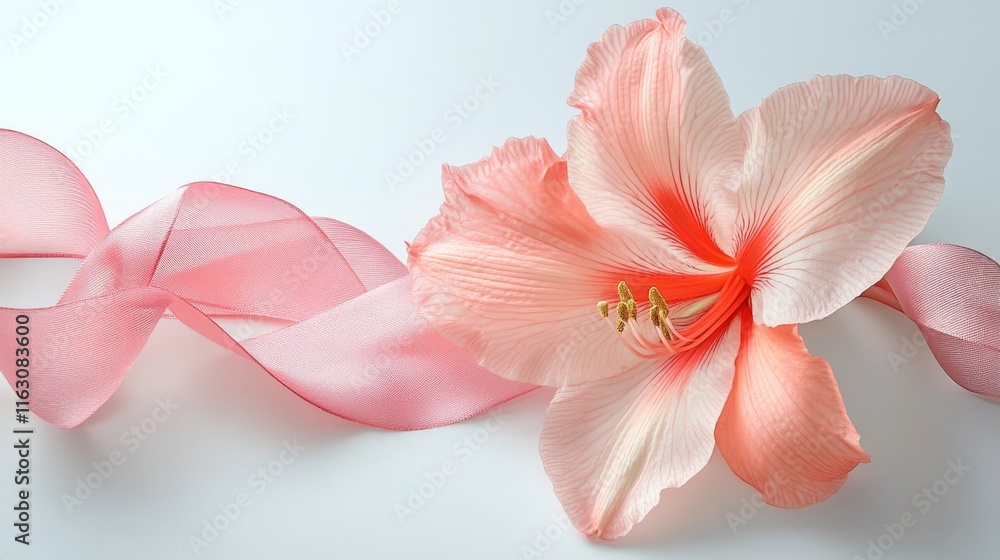 Delicate Pink Amaryllis Flower with Ribbon Delicate Pink Amaryllis Flower with Ribbon