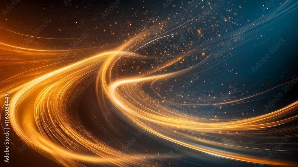 Fototapeta premium Ethereal abstract composition of golden and bronze light trails with dreamy bokeh effects