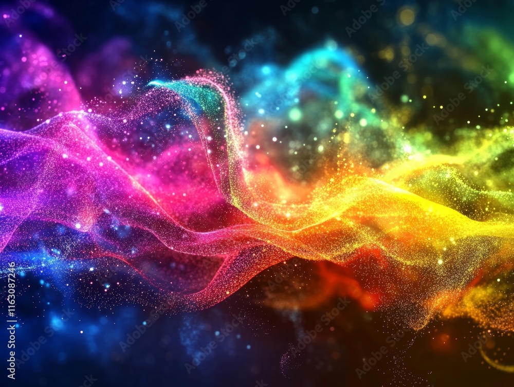 Vibrant particles in motion a stunning visual representation of sound and music waves Vibrant particles in motion a stunning visual representation of sound and music waves