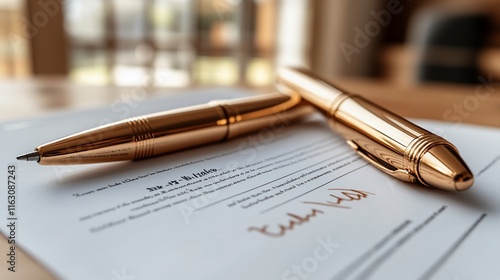 Wallpaper Mural Gold Pens Resting on a Signed Document Torontodigital.ca