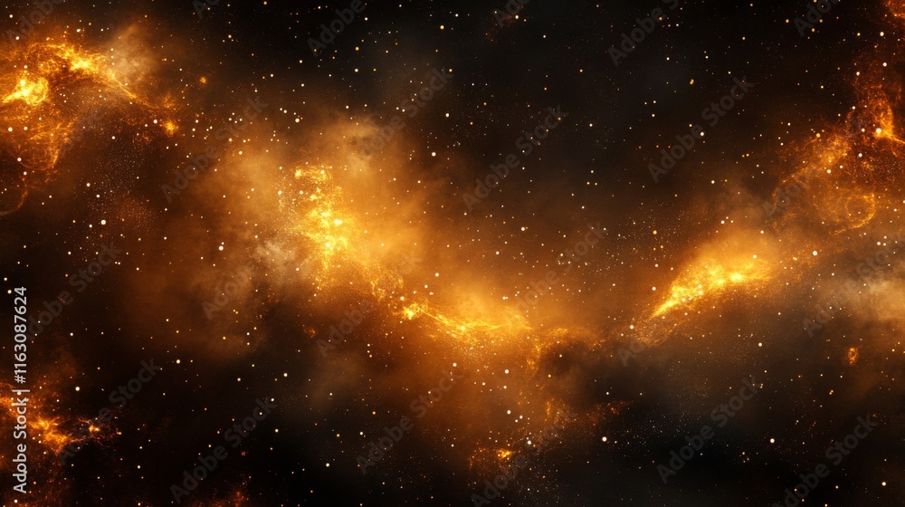Fototapeta premium Golden Nebula Cosmic Dust And Starscape