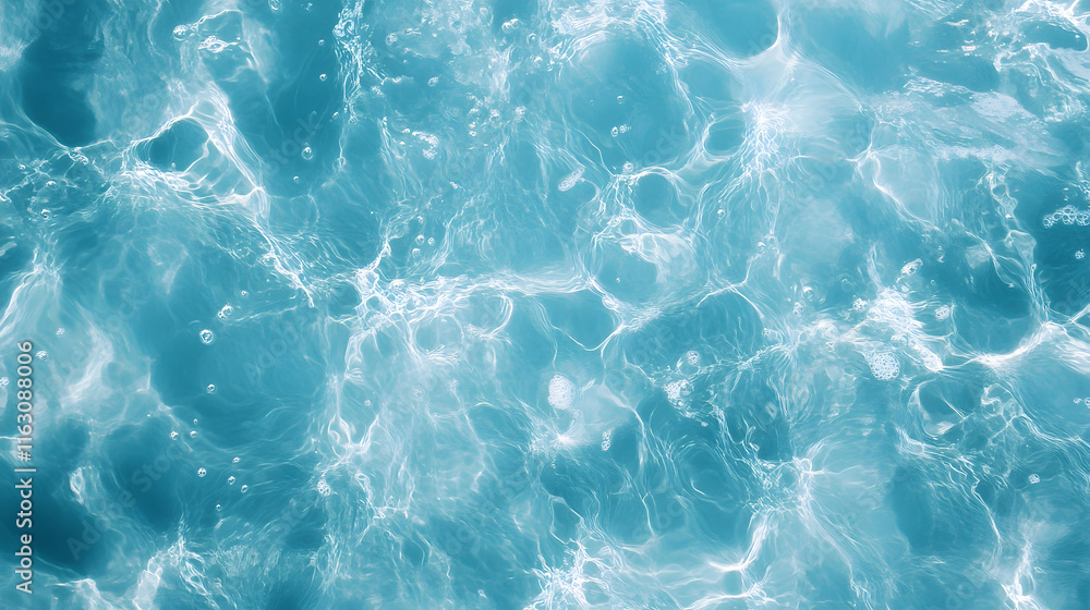 Fototapeta premium Crystal Clear Blue Water Surface with Sunlight Reflections and Gentle Ripples Capturing Tranquility and Serenity