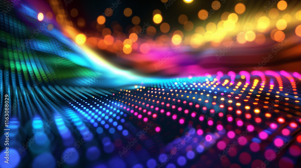 Vibrant Abstract Digital Wave with Colorful Lights and Bokeh Effect Illustration for Technology Concepts Vibrant Abstract Digital Wave with Colorful Lights and Bokeh Effect Illustration for Technology Concepts