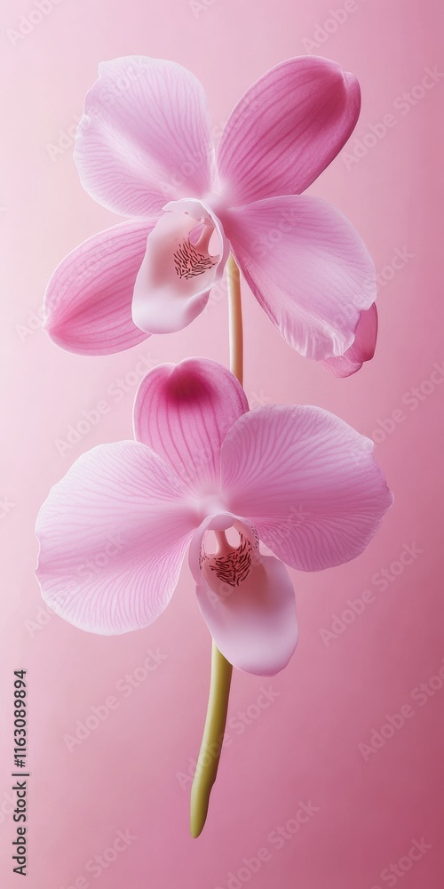 Pink orchid blossom on soft pastel background, delicate floral elegance, romantic flower beauty, blooming petals, Valentine love symbolism concept Pink orchid blossom on soft pastel background, delicate floral elegance, romantic flower beauty, blooming petals, Valentine love symbolism concept