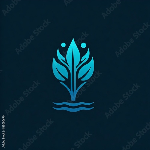 example of a cool leaf and water logo design