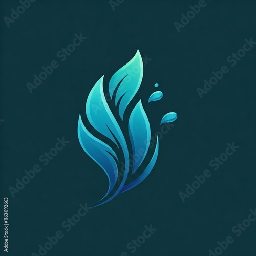 example of a cool leaf and water logo design