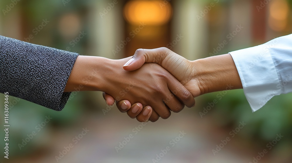 Two People Shake Hands Showing Unity And Partnership Two People Shake Hands Showing Unity And Partnership