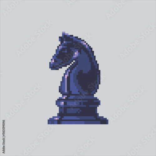 Pixel art illustration Chess Knight. Pixelated Chess Horse. Chess Knight Horse Icon pixelated for the pixel art game and icon for website and video game. old school retro.