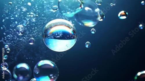 Underwater Bubbles with Blue Light, Serene and Calming Background for Nature and Relaxation Videos, Gentle Movement and Tranquil Atmosphere.