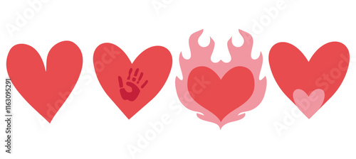 set of hearts, discount, saint valentines day vector isolated