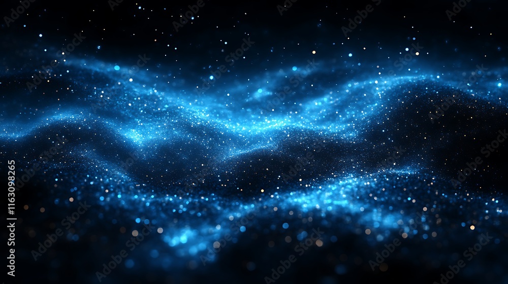 Fototapeta premium Abstract Blue Particle Wave Background Image