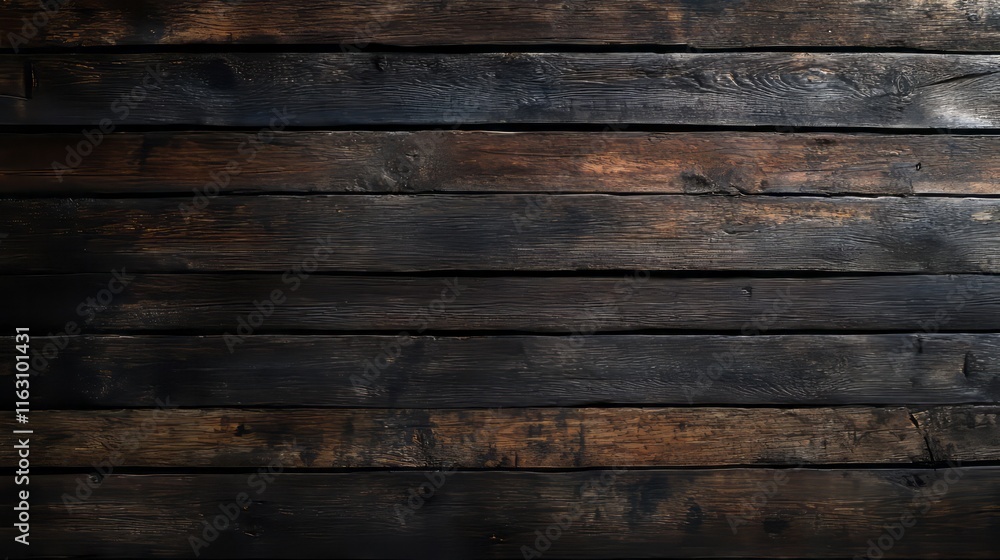 Fototapeta premium A empty black podium showcasing deep brown hues and rich grain patterns. This backdrop provides generous space for personalized text or artwork. Ideal for diverse creative projects