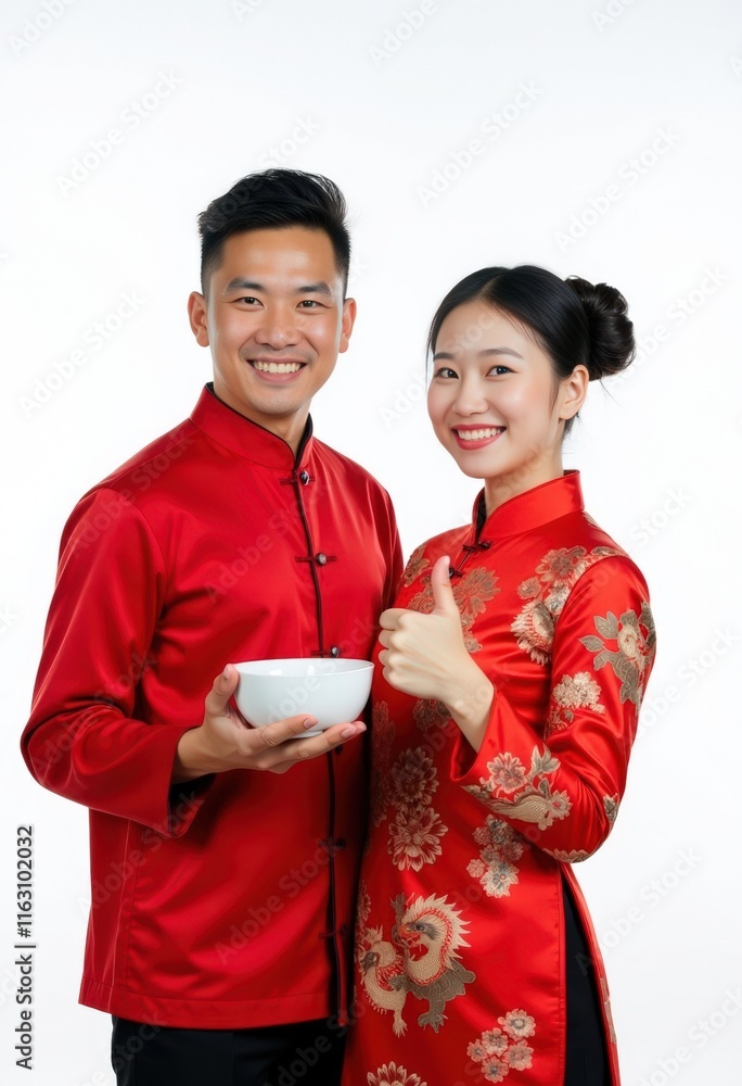 portrait excitement of an Asian couple with a gentle smile and calm demeanor suggests a sense of tranquility and grace portrait excitement of an Asian couple with a gentle smile and calm demeanor suggests a sense of tranquility and grace