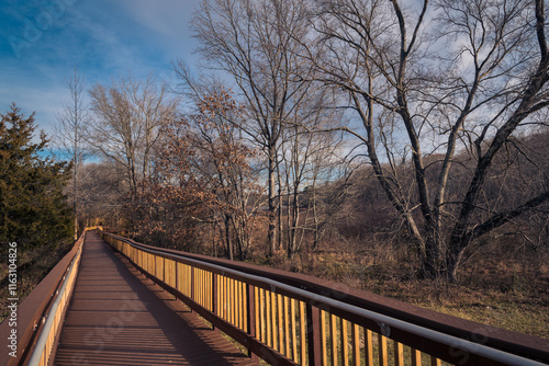 wooden bridge in the woods of the Patuxent Research Refuge in Laurel, Maryland. photo