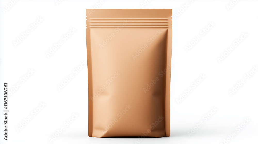 plain, matte brown packaging bag suitable for food or products, featuring resealable top and minimalist design, ideal for branding and marketing. plain, matte brown packaging bag suitable for food or products, featuring resealable top and minimalist design, ideal for branding and marketing.