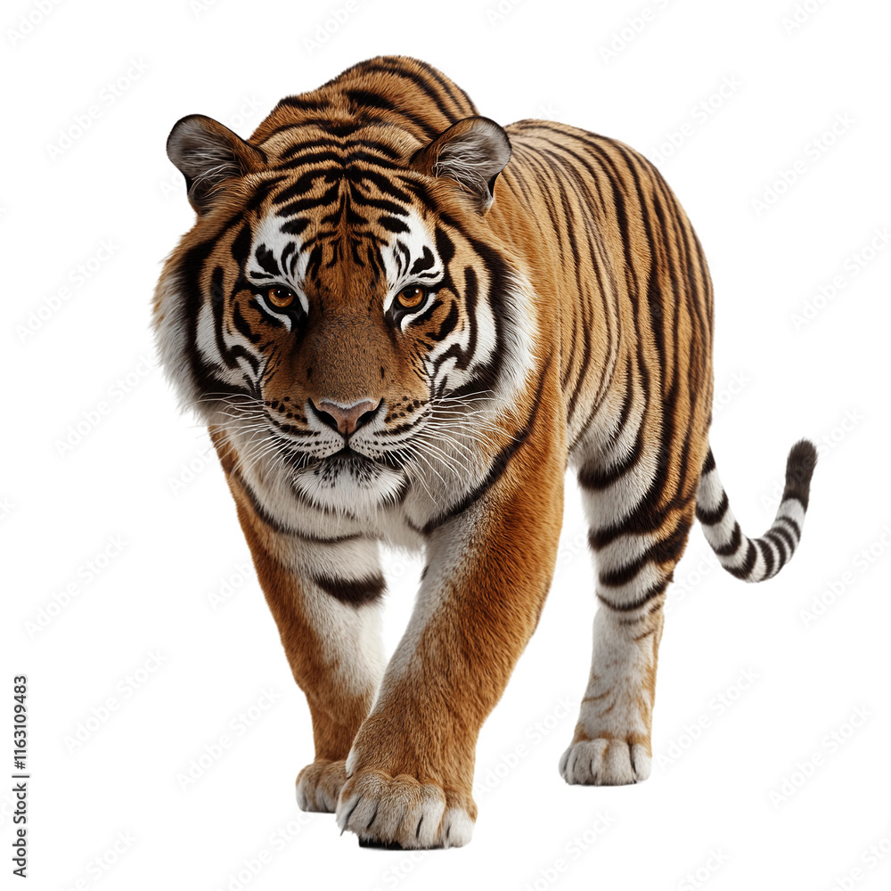 Naklejka premium Tiger is walking on transparent background.