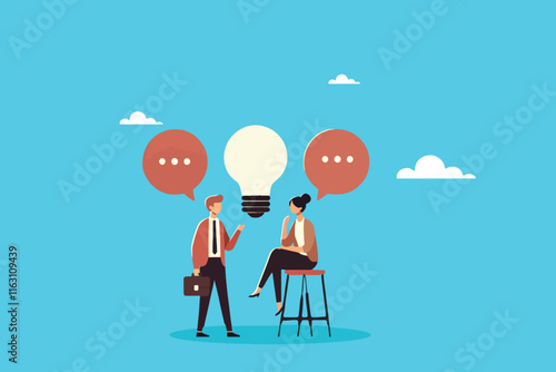 Ideas in the Spotlight, A Colleague’s Bold Stand on a Speech Bubble to Discuss New Innovations