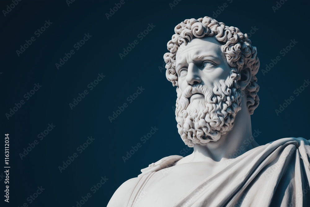 Marble Bust of an Ancient Greek Philospher, John Doe. Marble Bust of an Ancient Greek Philospher, John Doe.