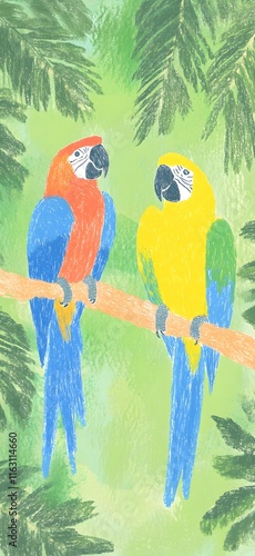 Vibrant Tropical Parrot Pair photo