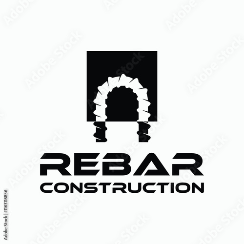 rebar concrete construction industry logo design vector