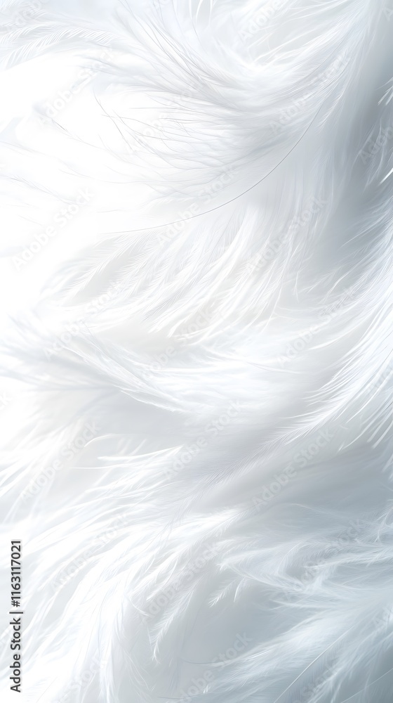 Obraz premium A soft, white, fluffy texture resembling fur or feathers, creating a serene atmosphere.