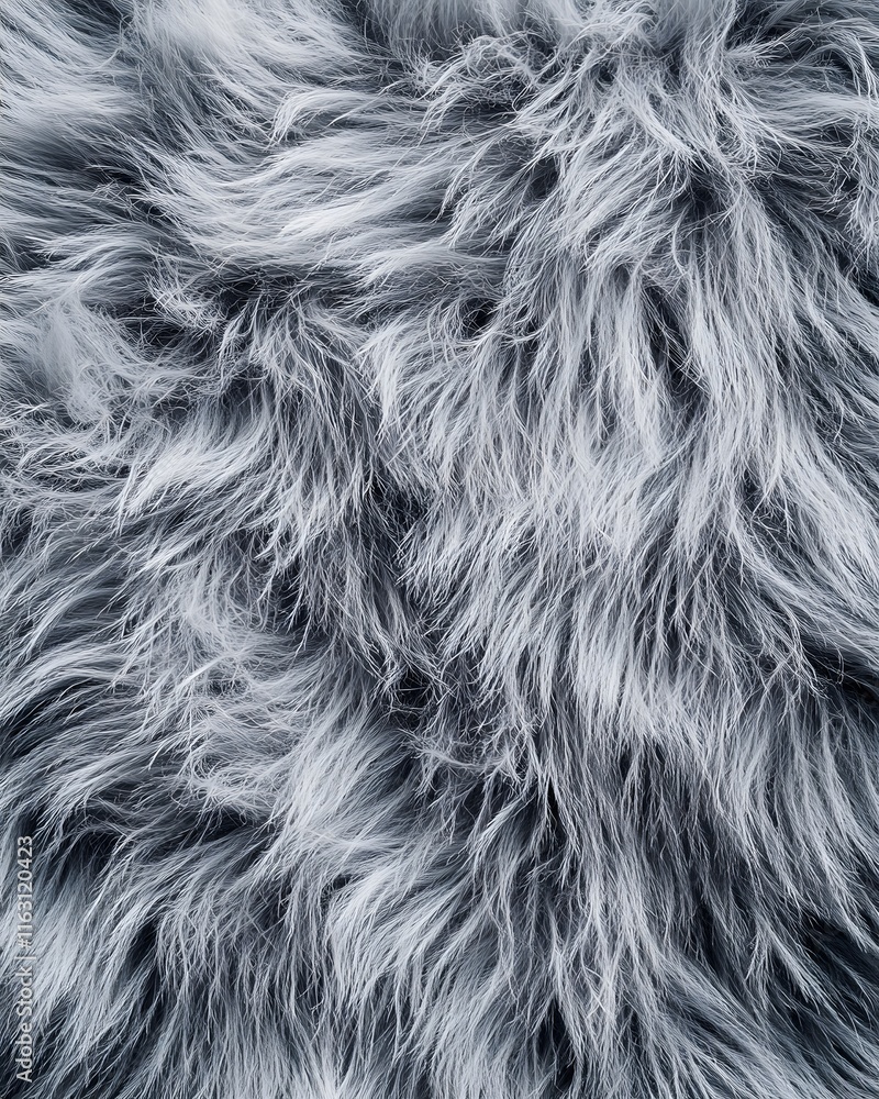 Obraz premium A close-up of soft, wavy gray fur texture, ideal for design and textile applications.