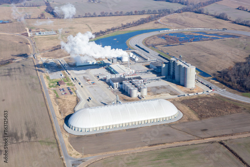 Aerial view of ethanol production plant near Obion, Tennessee, USA photo