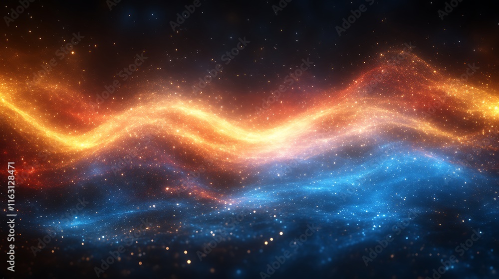 Fototapeta premium Celestial Waves Of Orange And Blue Cosmic Dust