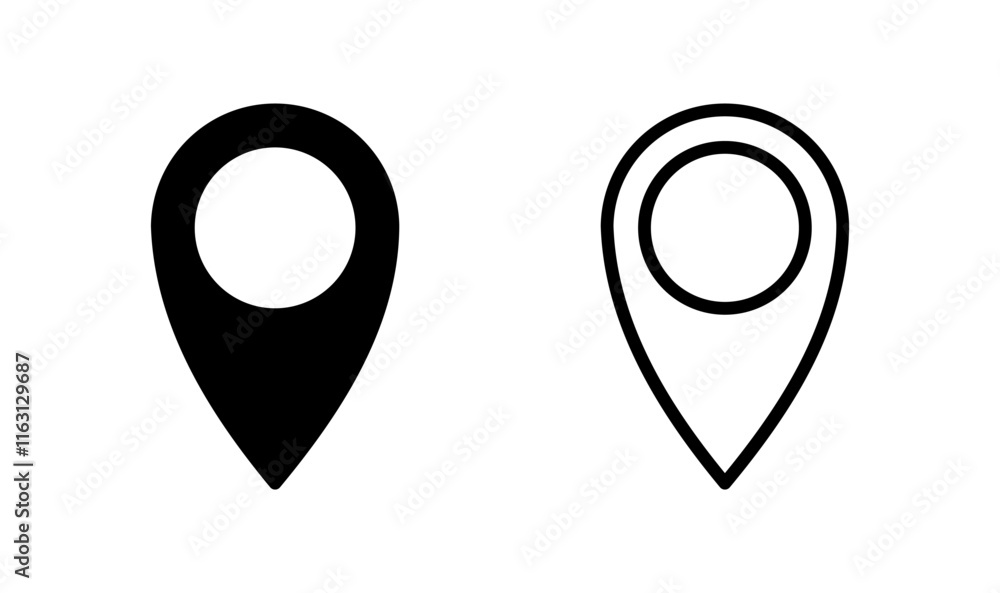 Pin icon logo design. Location sign and symbol. destination icon. map pin Pin icon logo design. Location sign and symbol. destination icon. map pin