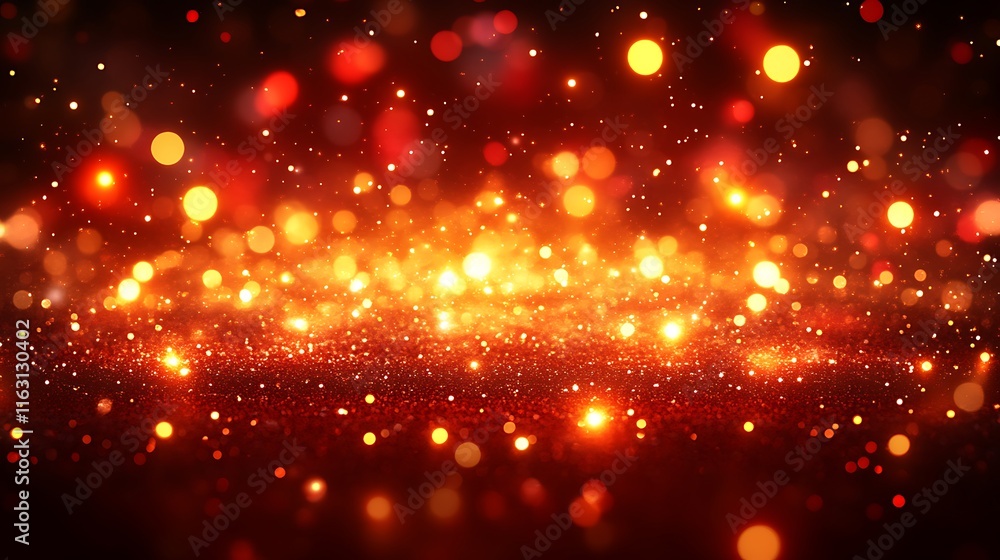 Obraz premium Red and Gold Glitter Lights Festive Background