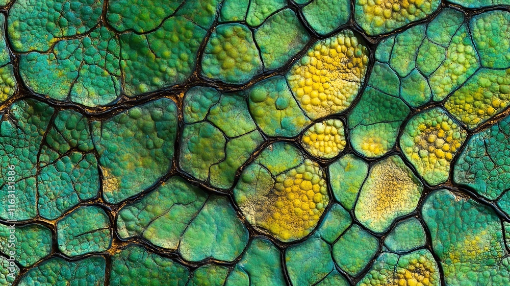 Fototapeta top view on colorful chameleon leather texture background, for pattern overlay