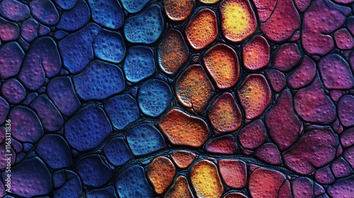 top view on colorful chameleon leather texture background, for pattern overlay photo