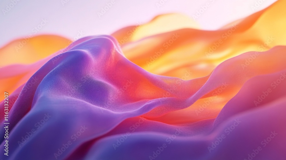 Obraz premium Abstract Draped Fabric in Warm Hues of Purple and Orange