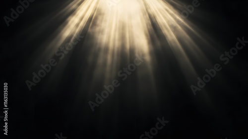 Sun rays light isolated on black background for overlay design