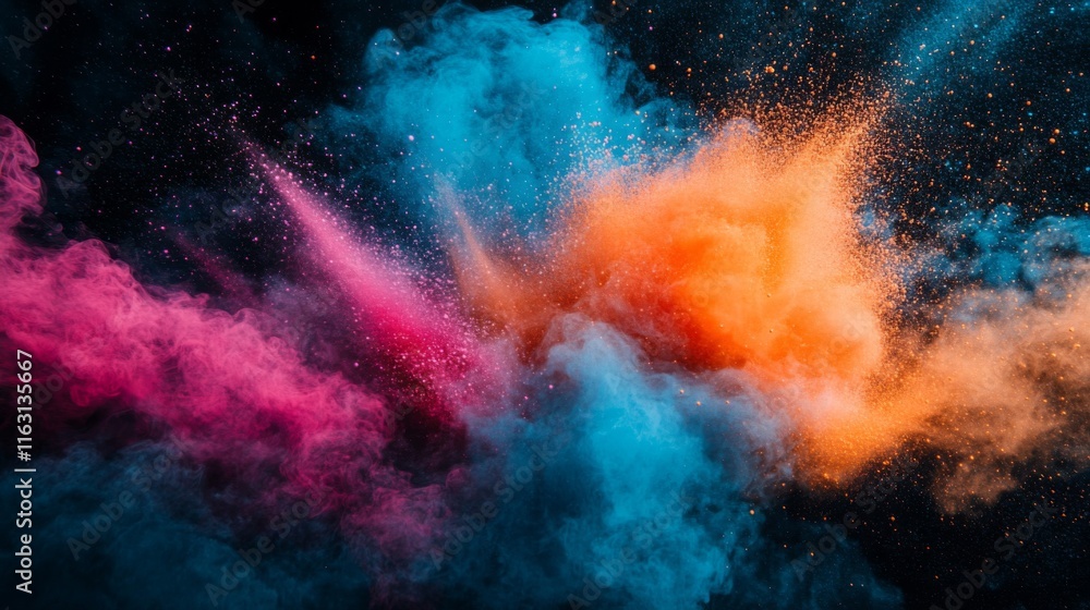 Vibrant Color Explosion in Dark Background Vibrant Color Explosion in Dark Background
