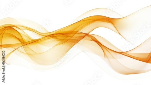 Abstract Golden Waves Flowing Gently On White