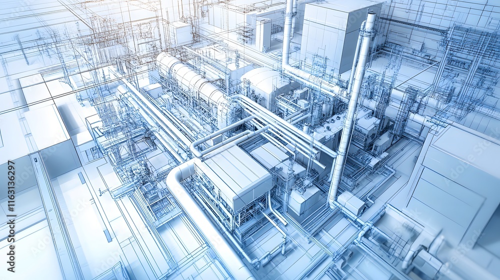 custom made wallpaper toronto digitalArchitectural Blueprint Of Industrial Plant Design