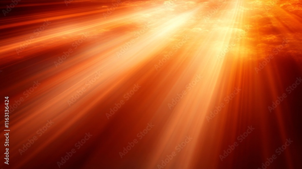Obraz premium Heavenly Orange Light Beams Through Clouds