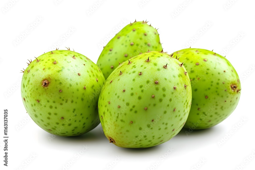 Green Fruits with Spikes: Close-Up View Green Fruits with Spikes: Close-Up View