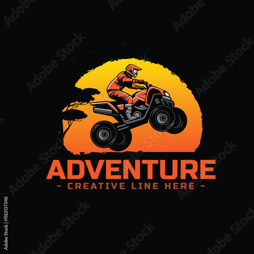 atv sport jumping and sunset design illustration 