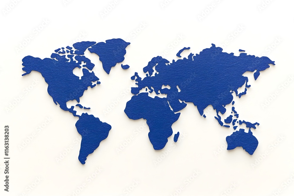 Obraz premium Explore Global Continents: A Blue World Map