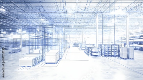 Architectural Blueprint Of A Large Retail Store Interior
