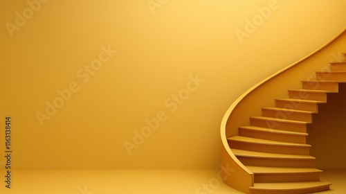 Abstract Yellow Staircase Ascending Towards Success