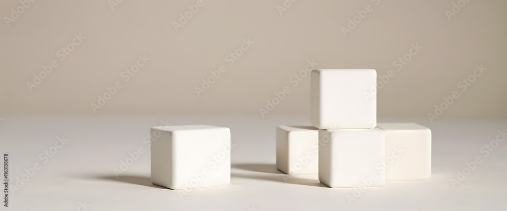 White cubes on a white surface White cubes on a white surface